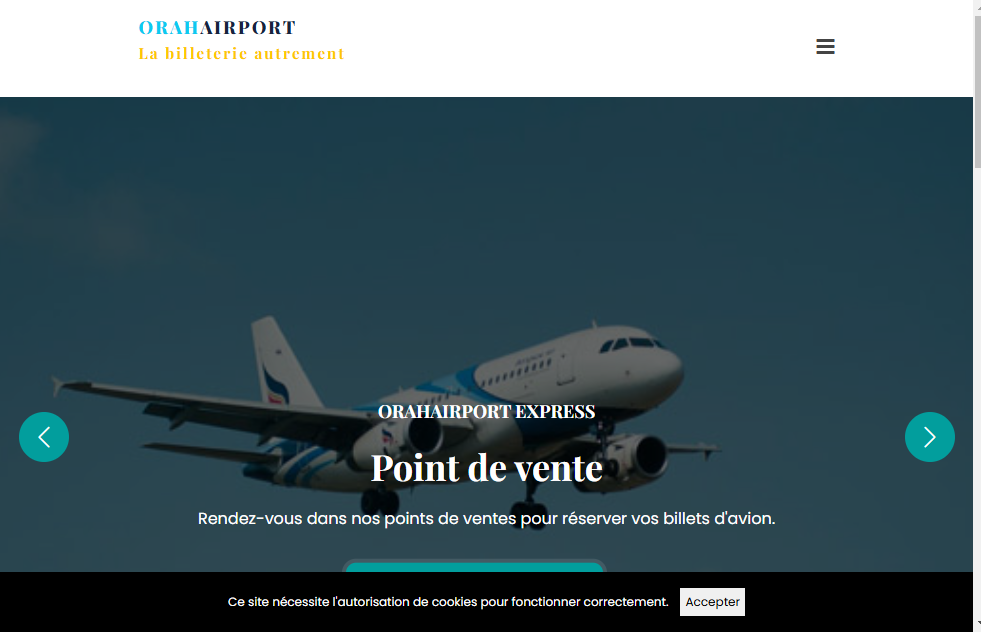 image réalisation de TwoF Technologies Site vitrine ORAH AIRPORT